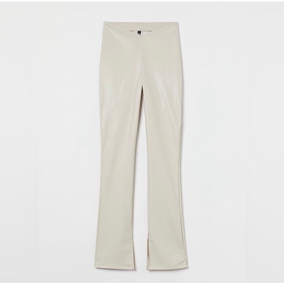 H&M Tik Tok Viral Vegan Faux Leather Pant / Cream / 6 - Picture 1 of 7